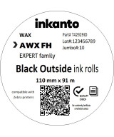 110mm x 91M inkanto CSO AWXFH Premium Wax Thermal Transfer Ribbon Half Inch Core