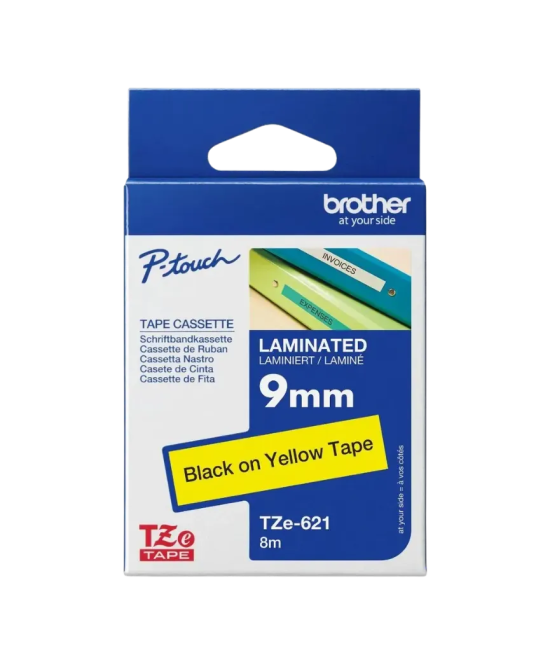 Brother TZE-621 Black on Yellow Label Tape 9mm