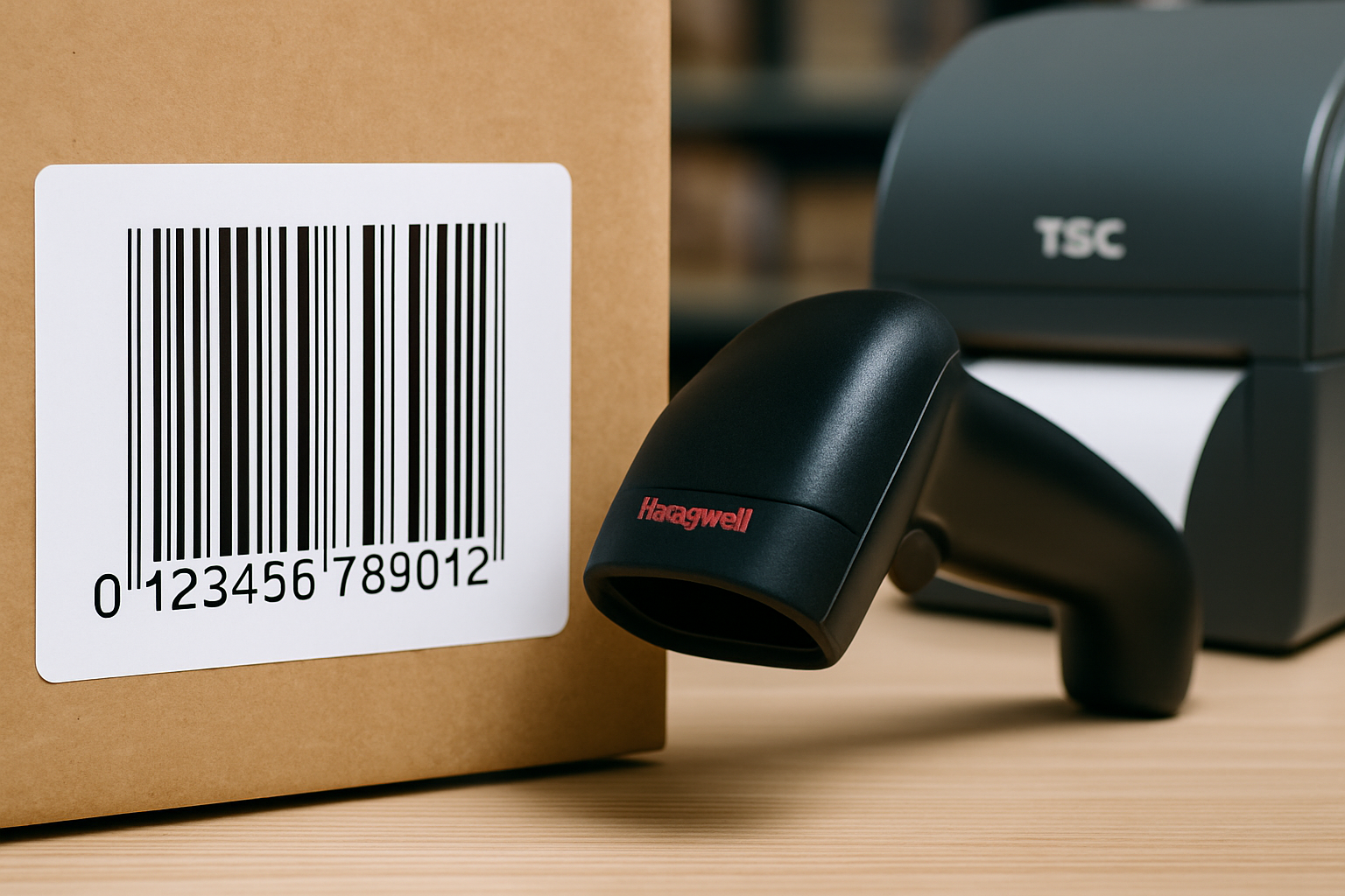 EAN13 barcode label printed on a Honeywell printer